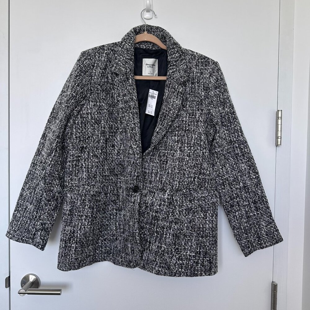 A&F Classic Tweed Blazer (NWT), Gray, Size L